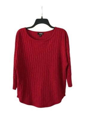 a.n.a Red Chevron-Textured Crewneck Sweater